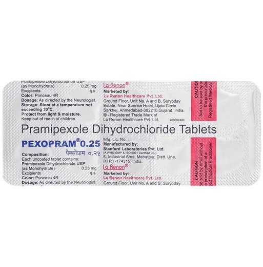 pexopram 0.25mg tablet 10's